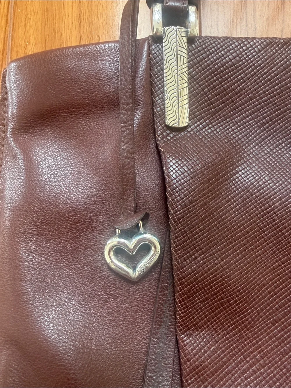 Brighton Burgundy Double-Handle Shoulder Tote with Heart Charm
